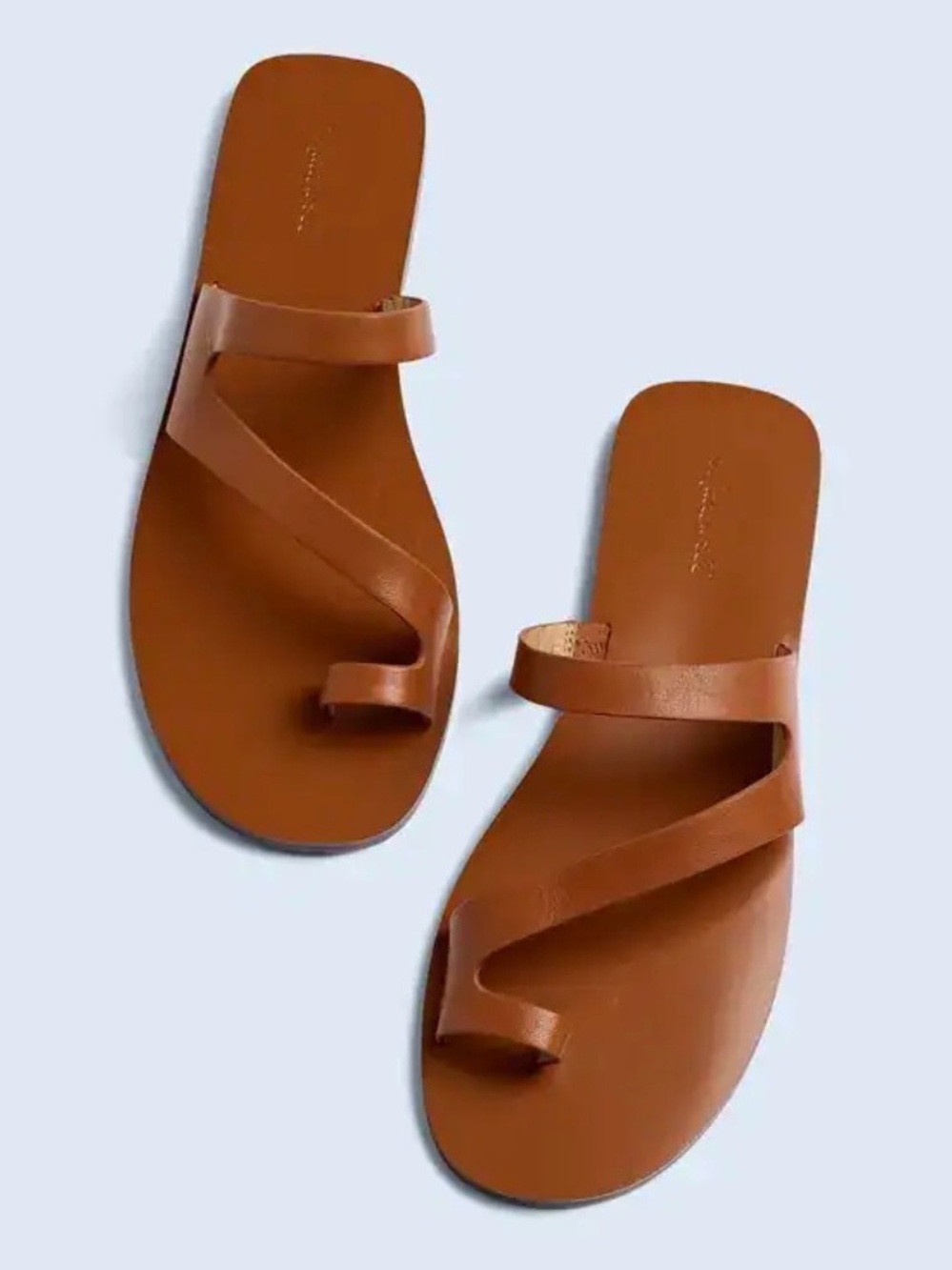 Madewell  Brown Leather Toe-Loop Wrap Slide Sandals - The Gabi Sandal